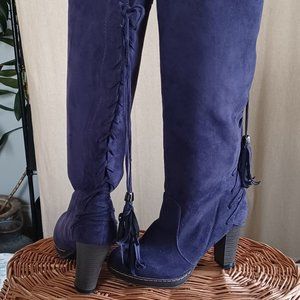 Purple Knee-high faux suede purple high heel boots size 6.5